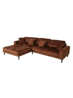 MCW Möbel-Sets<Ecksofa 3-Sitzer J54, Samt rost-rot