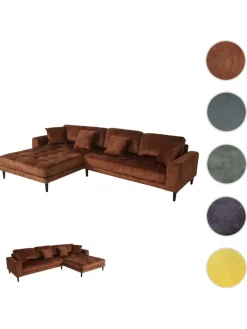 MCW Möbel-Sets<Ecksofa 3-Sitzer J54, Samt rost-rot