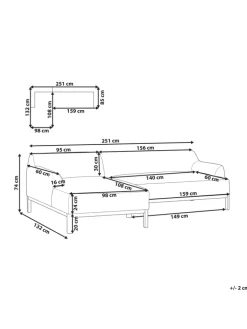 Beliani Sitzmöbel<Ecksofa SOSJO in Blau/Braun - (W) 251 x (H) 74 x (L) 132 cm