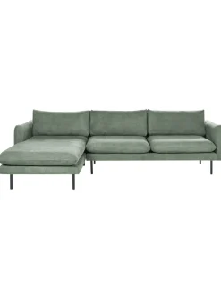 Beliani Sitzmöbel<Ecksofa VINTERBRO in Grün/Schwarz - (W) 279 x (H) 86 x (L) 162 cm