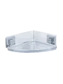 Wenko Badmöbel|Badezimmermöbel<Edelstahl-Eckablage "Quadro" - (B)28 x (H)8,5 x (T)19,5 cm