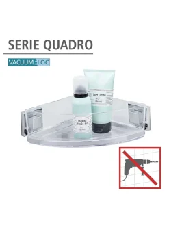 Wenko Badmöbel|Badezimmermöbel<Edelstahl-Eckablage "Quadro" - (B)28 x (H)8,5 x (T)19,5 cm