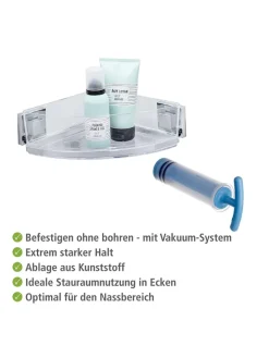 Wenko Badmöbel|Badezimmermöbel<Edelstahl-Eckablage "Quadro" - (B)28 x (H)8,5 x (T)19,5 cm