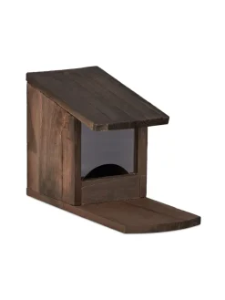 relaxdays Pflanzen & Zubehör<Eichhörnchen Futterhaus in Dunkelbraun - (B)12x (H)17,5 x (T)25 cm