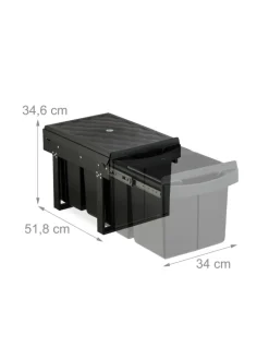 relaxdays Mülleimer<Einbaumülleimer in Schwarz - 1x 15 l + 2x 8 l