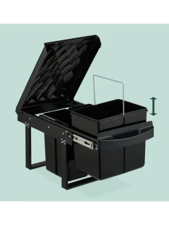 relaxdays Mülleimer<Einbaumülleimer in Schwarz - 2x 15 l