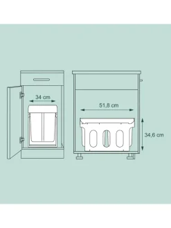 relaxdays Mülleimer<Einbaumülleimer in Schwarz - 2x 15 l