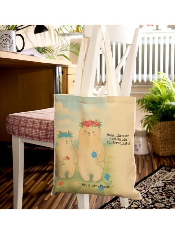Mr. & Mrs. Panda Einkaufstaschen & -Trolleys<Einkaufstasche Bären mit Blumenkranz Design mit... in Weiß