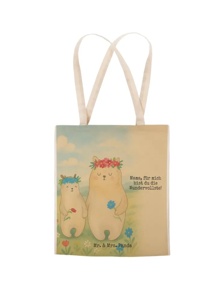 Mr. & Mrs. Panda Einkaufstaschen & -Trolleys<Einkaufstasche Bären mit Blumenkranz Design mit... in Weiß
