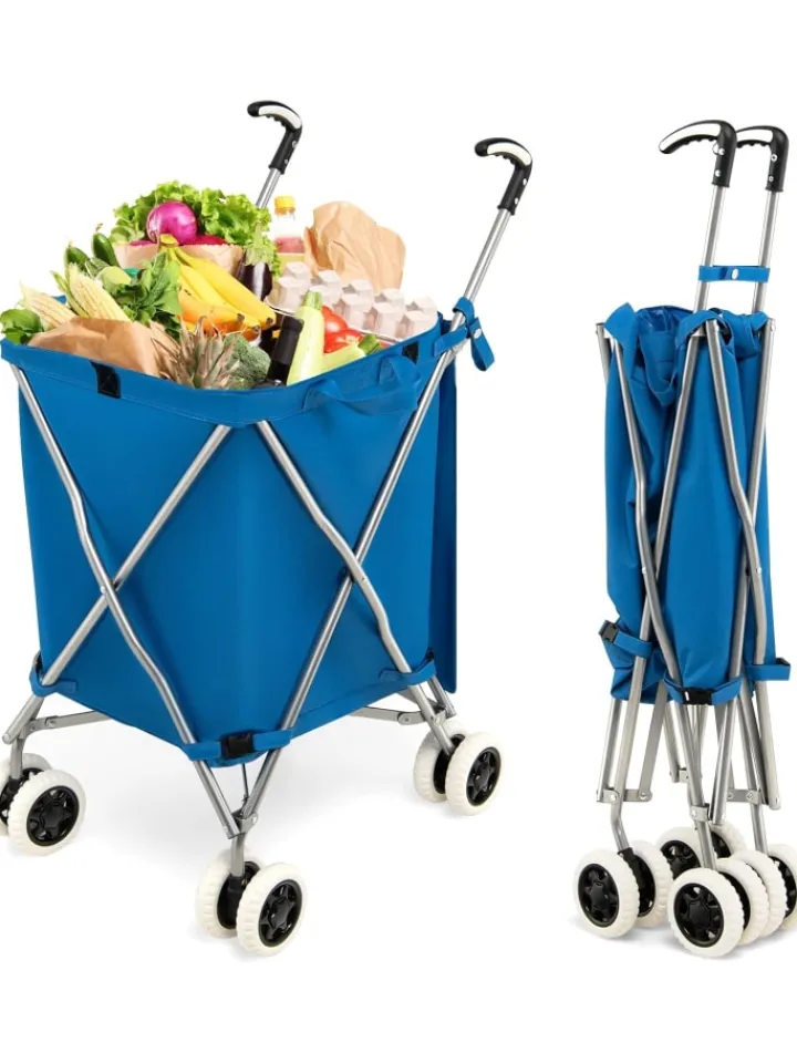 COSTWAY Einkaufstaschen & -Trolleys<Einkaufstrolley 90 L in Blau