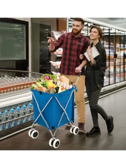COSTWAY Einkaufstaschen & -Trolleys<Einkaufstrolley 90 L in Blau