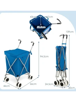 COSTWAY Einkaufstaschen & -Trolleys<Einkaufstrolley 90 L in Blau