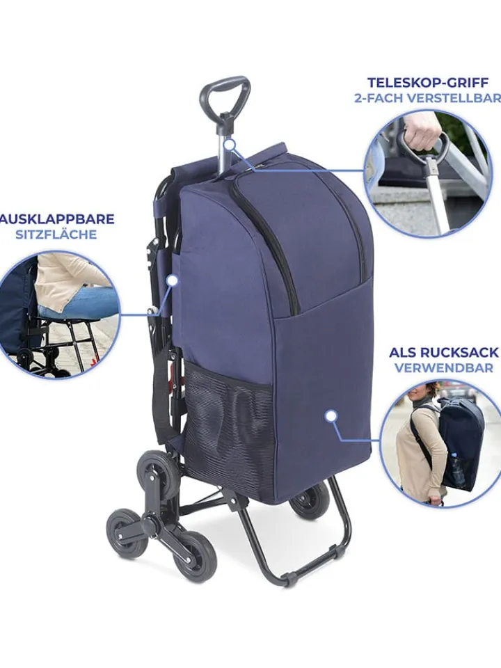 Wenko Einkaufstaschen & -Trolleys<Einkaufstrolley in Dunkelblau - (B)58 x (H)103 x (T)39 cm