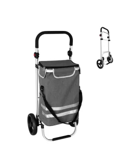 relaxdays Einkaufstaschen & -Trolleys<Einkaufstrolley in Grau - 45 l