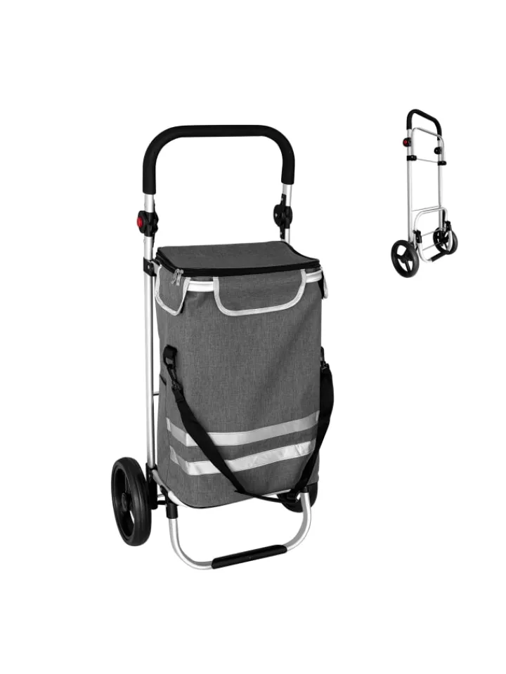 relaxdays Einkaufstaschen & -Trolleys<Einkaufstrolley in Grau - 45 l