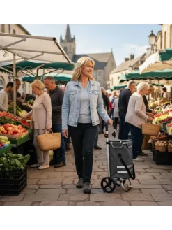 relaxdays Einkaufstaschen & -Trolleys<Einkaufstrolley in Grau - 45 l