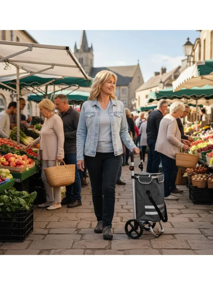 relaxdays Einkaufstaschen & -Trolleys<Einkaufstrolley in Grau - 45 l