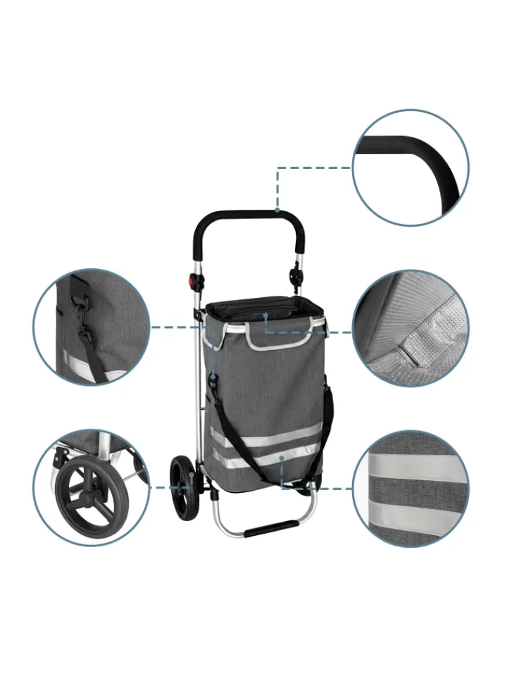 relaxdays Einkaufstaschen & -Trolleys<Einkaufstrolley in Grau - 45 l