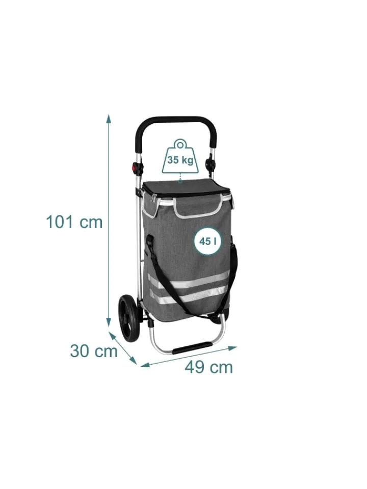 relaxdays Einkaufstaschen & -Trolleys<Einkaufstrolley in Grau - 45 l