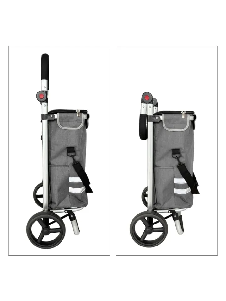 relaxdays Einkaufstaschen & -Trolleys<Einkaufstrolley in Grau - 45 l
