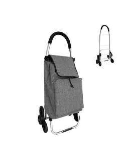 relaxdays Einkaufstaschen & -Trolleys<Einkaufstrolley in Grau - 45 l