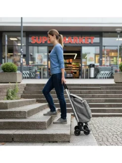 relaxdays Einkaufstaschen & -Trolleys<Einkaufstrolley in Grau - 45 l