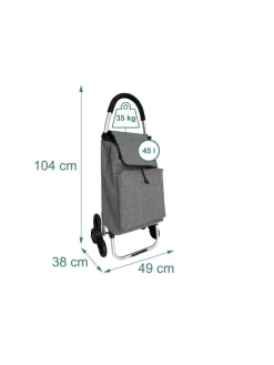 relaxdays Einkaufstaschen & -Trolleys<Einkaufstrolley in Grau - 45 l