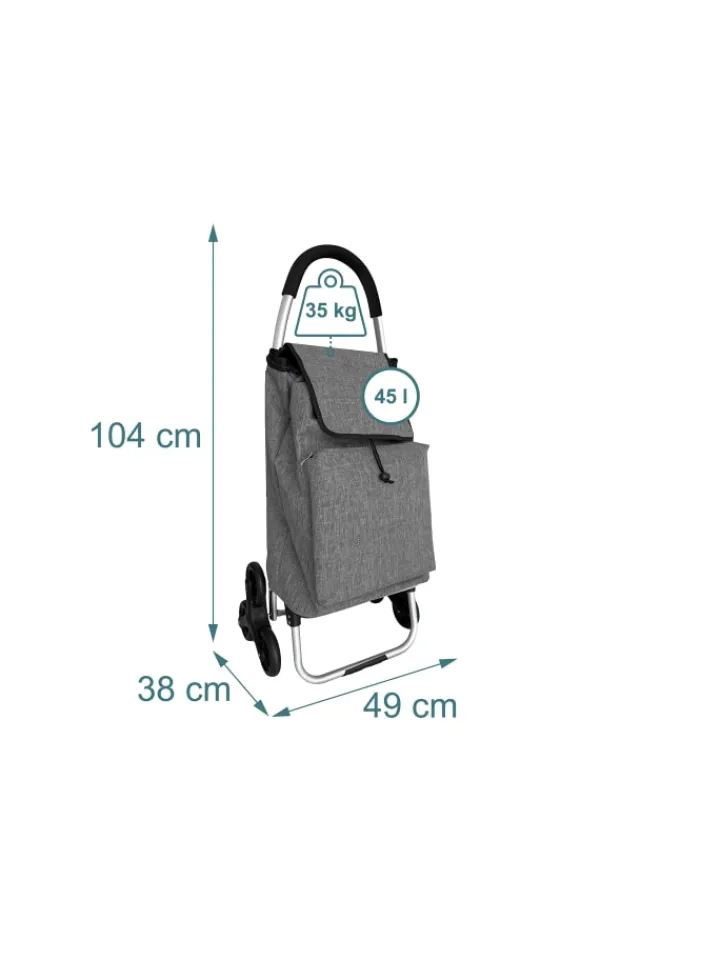 relaxdays Einkaufstaschen & -Trolleys<Einkaufstrolley in Grau - 45 l