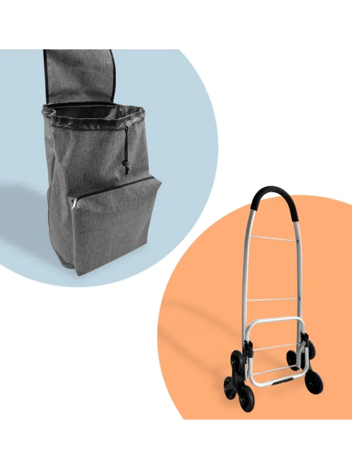 relaxdays Einkaufstaschen & -Trolleys<Einkaufstrolley in Grau - 45 l