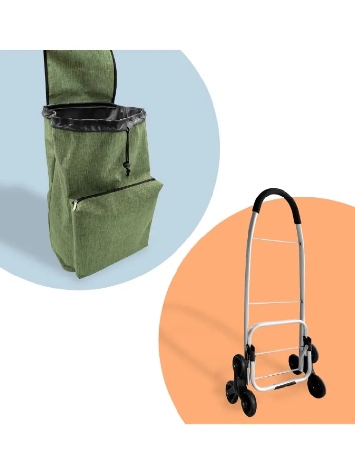 relaxdays Einkaufstaschen & -Trolleys<Einkaufstrolley in Grün - 45 l