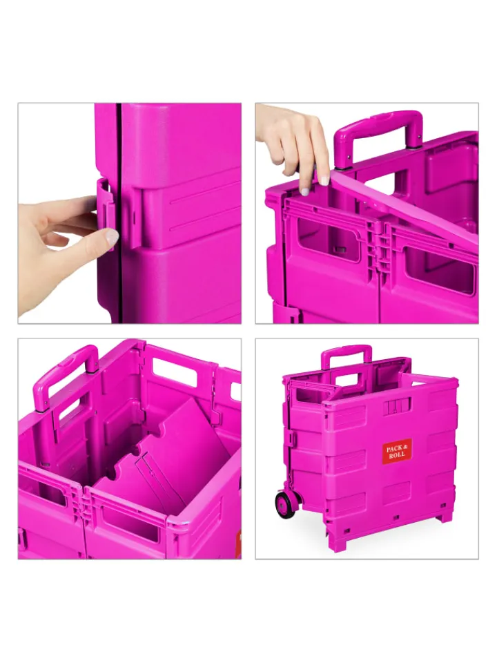 relaxdays Einkaufstaschen & -Trolleys<Einkaufstrolley in Pink