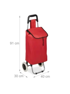 relaxdays Einkaufstaschen & -Trolleys<Einkaufstrolley in Rot - (B)40x (H)91 x (T)30 cm