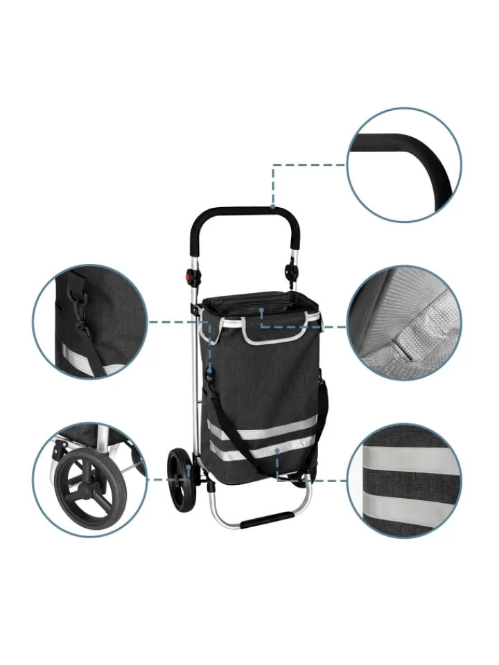 relaxdays Einkaufstaschen & -Trolleys<Einkaufstrolley in Schwarz - 45 l