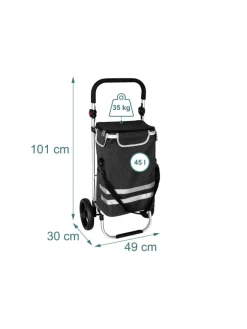 relaxdays Einkaufstaschen & -Trolleys<Einkaufstrolley in Schwarz - 45 l