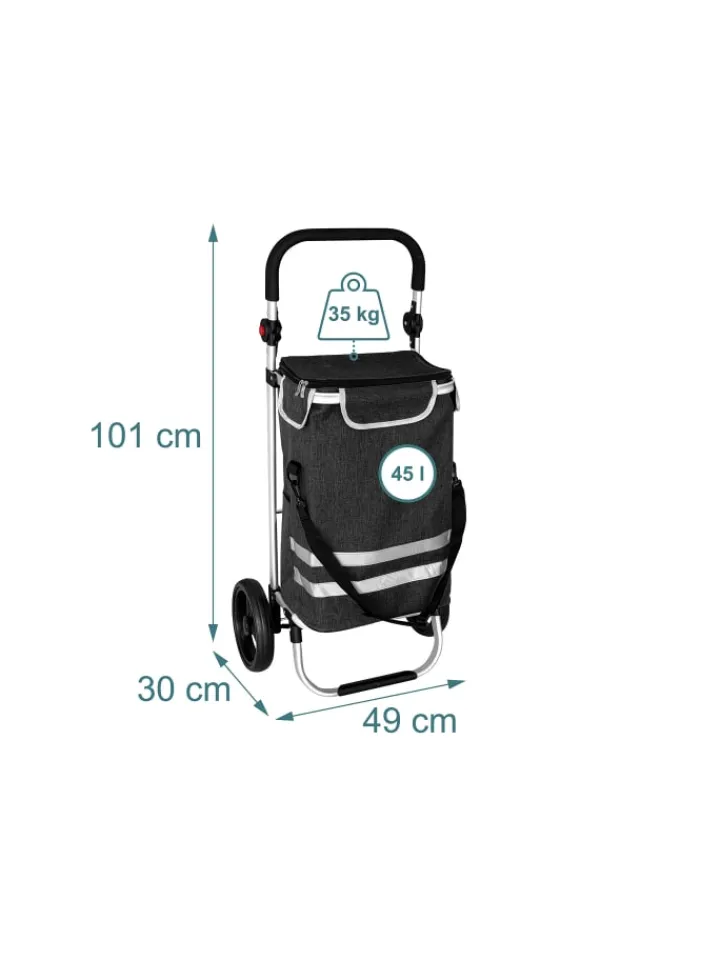 relaxdays Einkaufstaschen & -Trolleys<Einkaufstrolley in Schwarz - 45 l