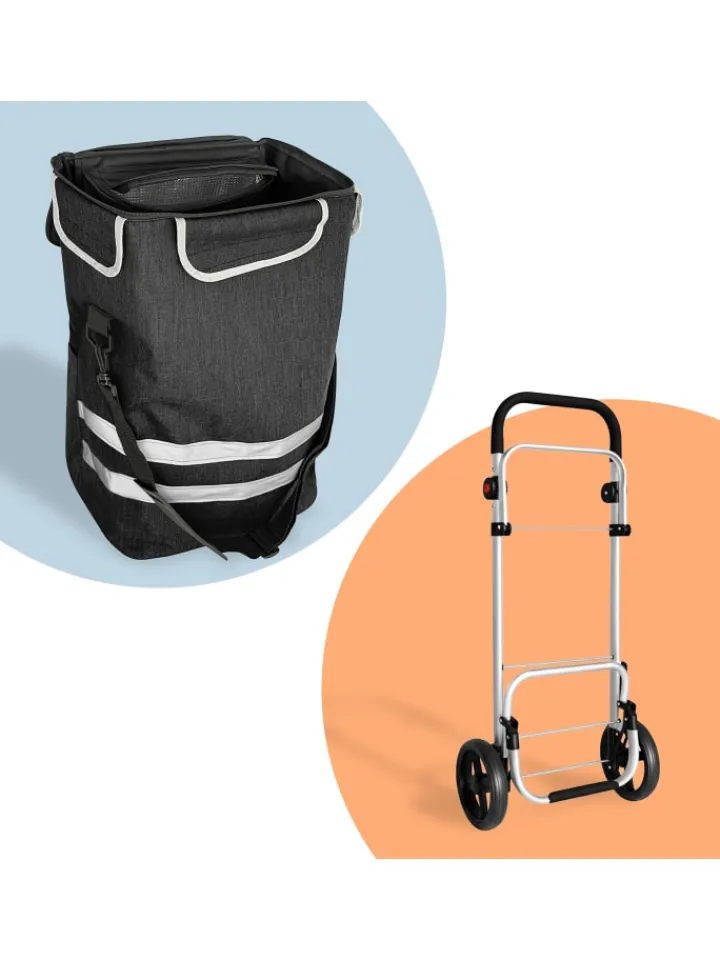 relaxdays Einkaufstaschen & -Trolleys<Einkaufstrolley in Schwarz - 45 l