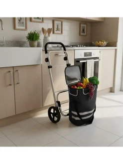 relaxdays Einkaufstaschen & -Trolleys<Einkaufstrolley in Schwarz - 45 l