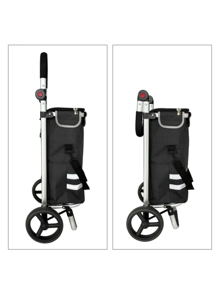relaxdays Einkaufstaschen & -Trolleys<Einkaufstrolley in Schwarz - 45 l