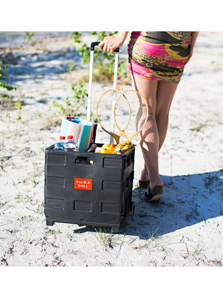 relaxdays Einkaufstaschen & -Trolleys<Einkaufstrolley in Schwarz - (B)42 x (H)100 x (T)37 cm