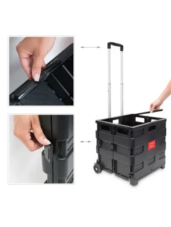 relaxdays Einkaufstaschen & -Trolleys<Einkaufstrolley in Schwarz - (B)42 x (H)100 x (T)37 cm