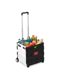 relaxdays Einkaufstaschen & -Trolleys<Einkaufstrolley in Schwarz/ Grau