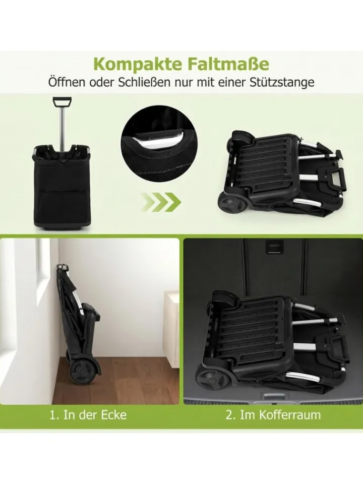 COSTWAY Einkaufstaschen & -Trolleys<Einkaufstrolley klappbar 50 L in Schwarz