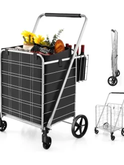 COSTWAY Einkaufstaschen & -Trolleys<Einkaufstrolley Klappbar in Silber