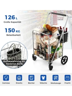 COSTWAY Einkaufstaschen & -Trolleys<Einkaufstrolley Klappbar in Silber