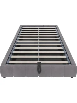 ABRIHOME Betten & Matratzen<Einzelbett 140 x 200 cm Schwebebettrahmen mit Stauraum und LED-Lichtleiste, Grau