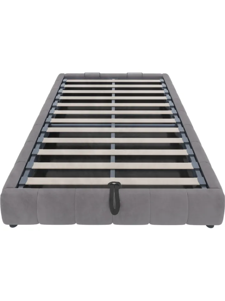 ABRIHOME Betten & Matratzen<Einzelbett 140 x 200 cm Schwebebettrahmen mit Stauraum und LED-Lichtleiste, Grau