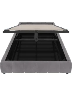ABRIHOME Betten & Matratzen<Einzelbett 140 x 200 cm Schwebebettrahmen mit Stauraum und LED-Lichtleiste, Grau
