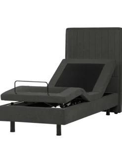 Beliani Betten & Matratzen<Einzelbett DUKE II in Grau/Schwarz - (W) 80 x (H) 120 x (L) 216 cm