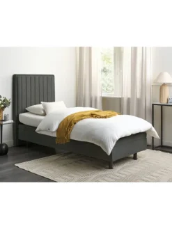Beliani Betten & Matratzen<Einzelbett DUKE II in Grau/Schwarz - (W) 80 x (H) 120 x (L) 216 cm