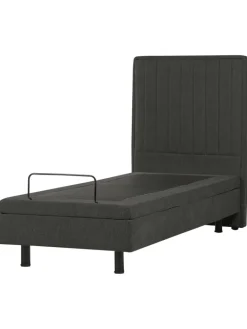 Beliani Betten & Matratzen<Einzelbett DUKE II in Grau/Schwarz - (W) 80 x (H) 120 x (L) 216 cm